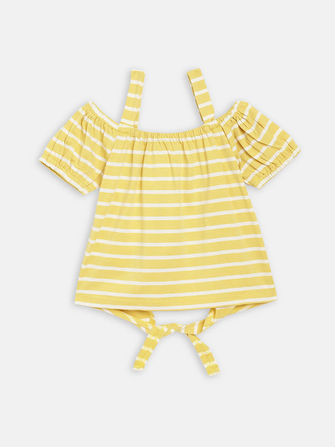 Blue Giraffe Girls Yellow Printed Square Neck Top - Image 4