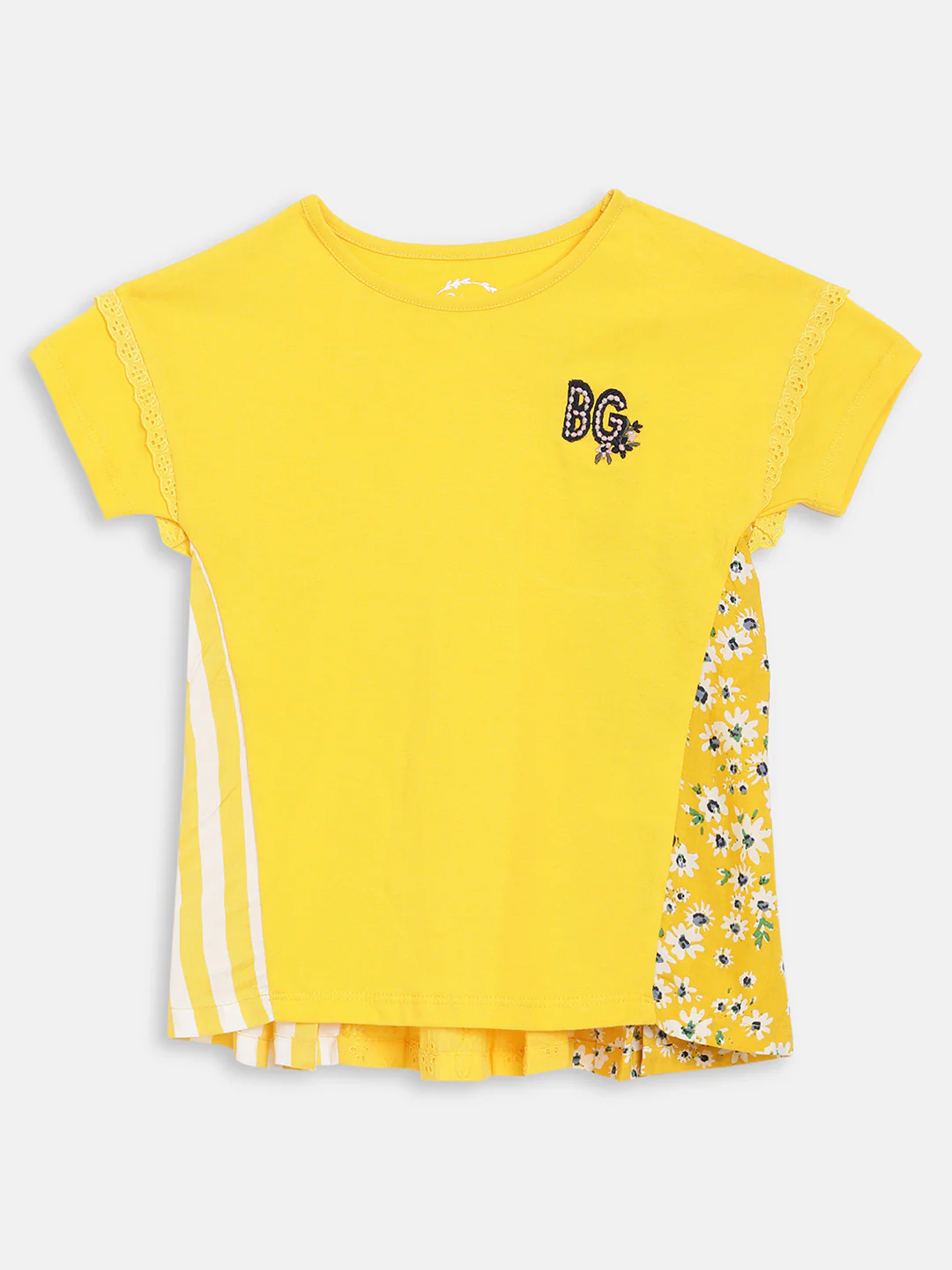 Blue Giraffe Girls Yellow Solid Round Neck TShirt - Image 2
