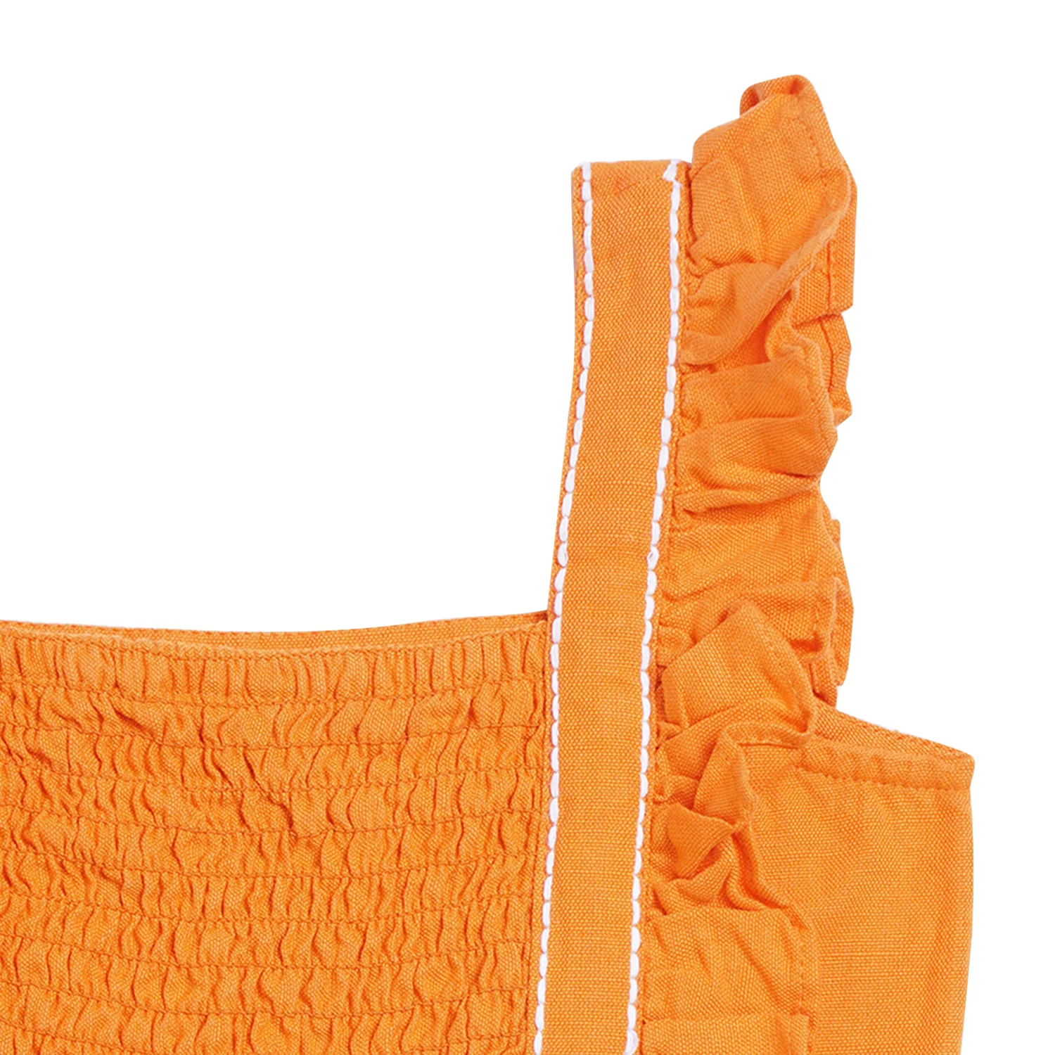 Blue Giraffe Girls Orange Solid Square Neck Jumpsuit - Image 5