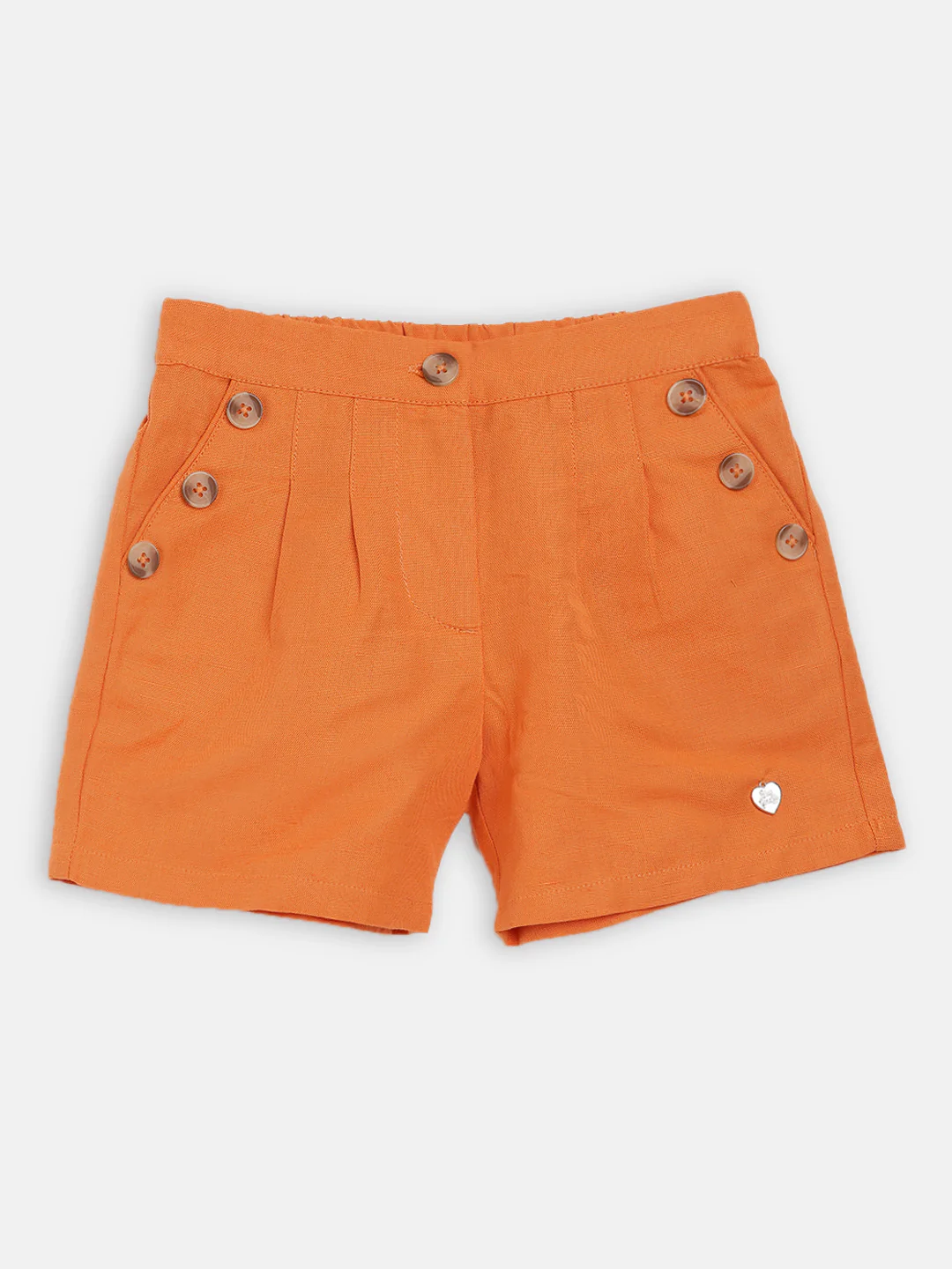 Blue Giraffe Girls Orange Solid Regular Fit Shorts - Image 3