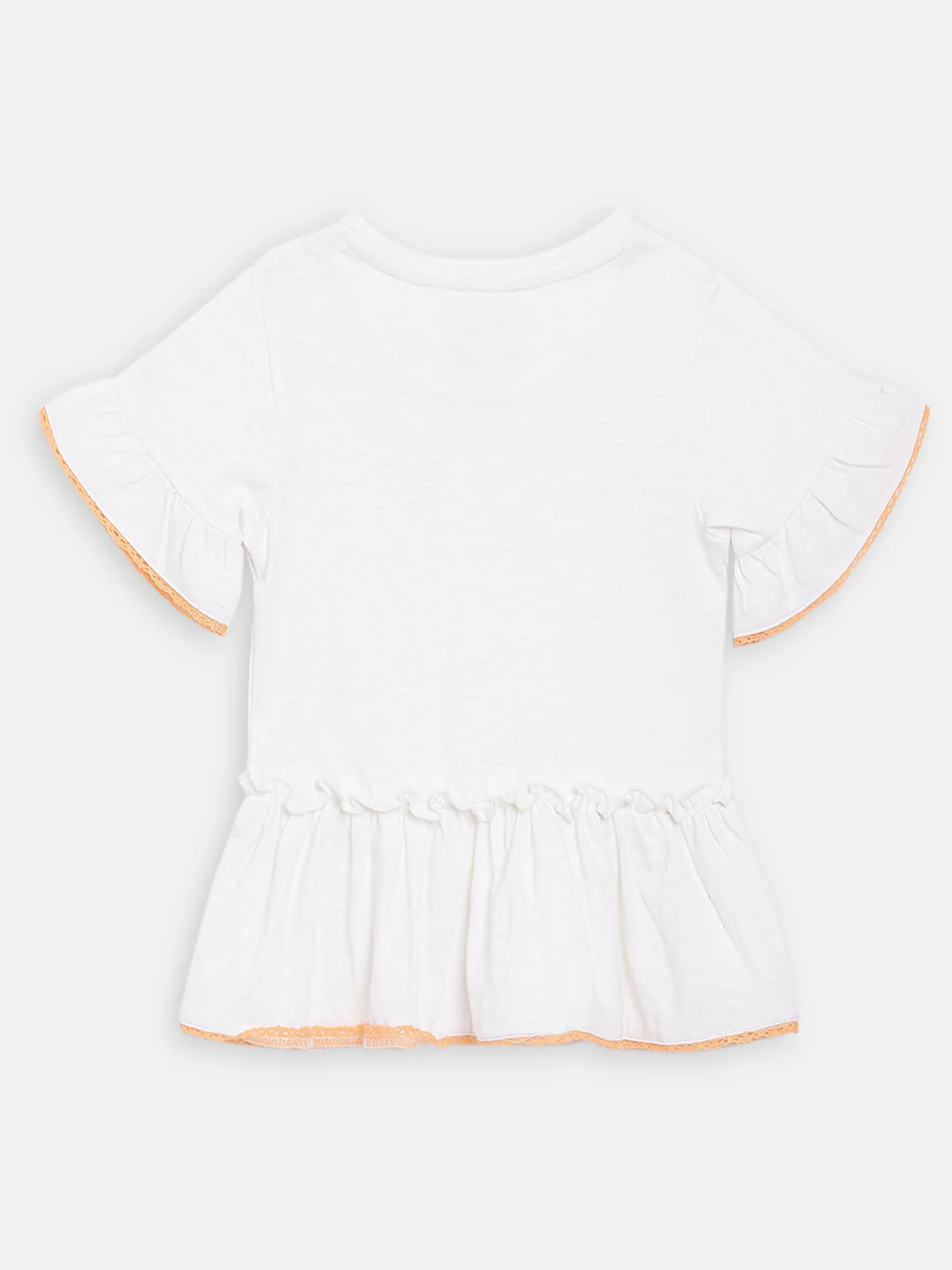 Blue Giraffe Girls White Solid Round Neck Top - Image 2