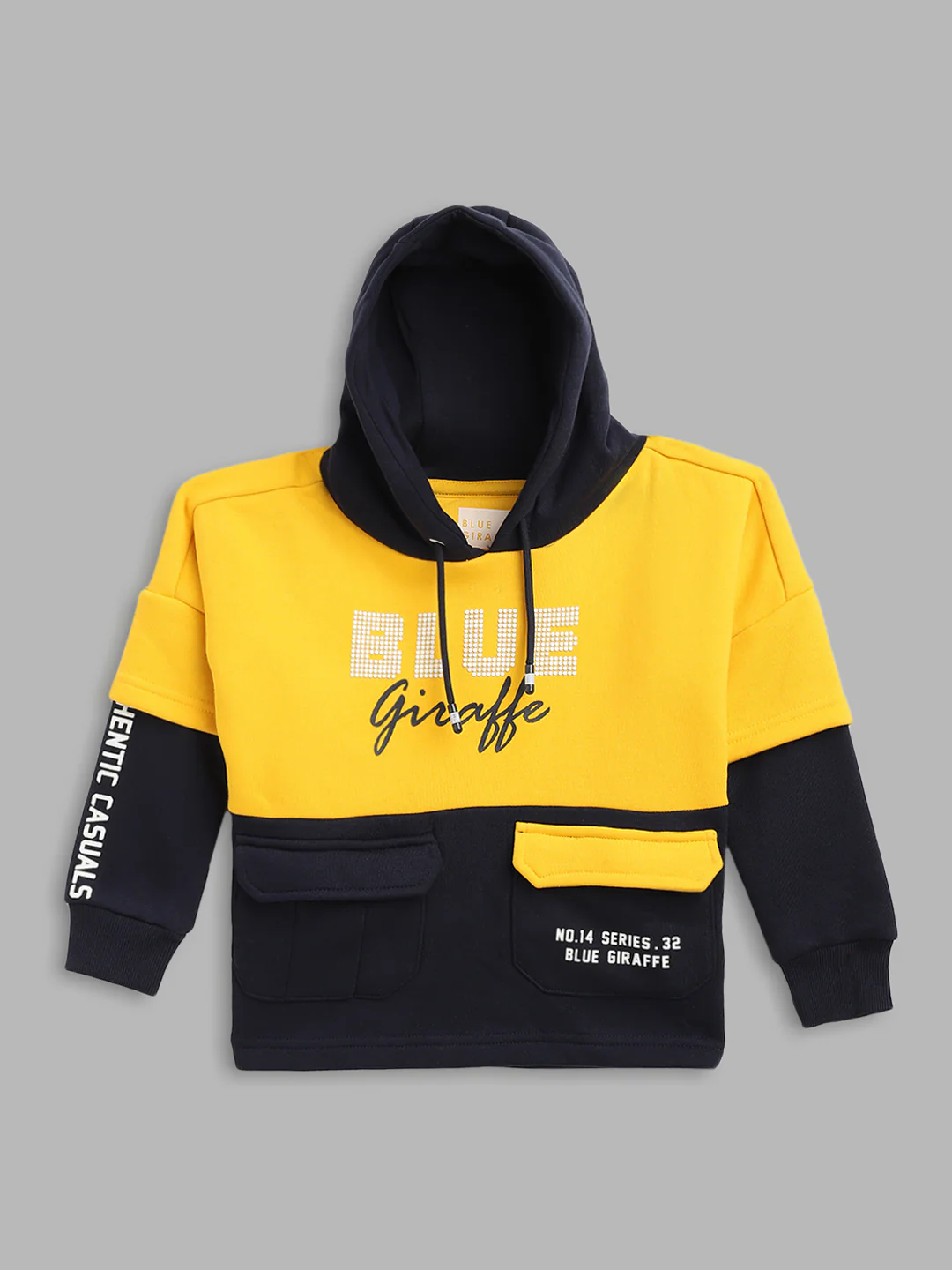 Blue Giraffe Boys Yellow Solid Round Neck Sweatshirt - Image 3