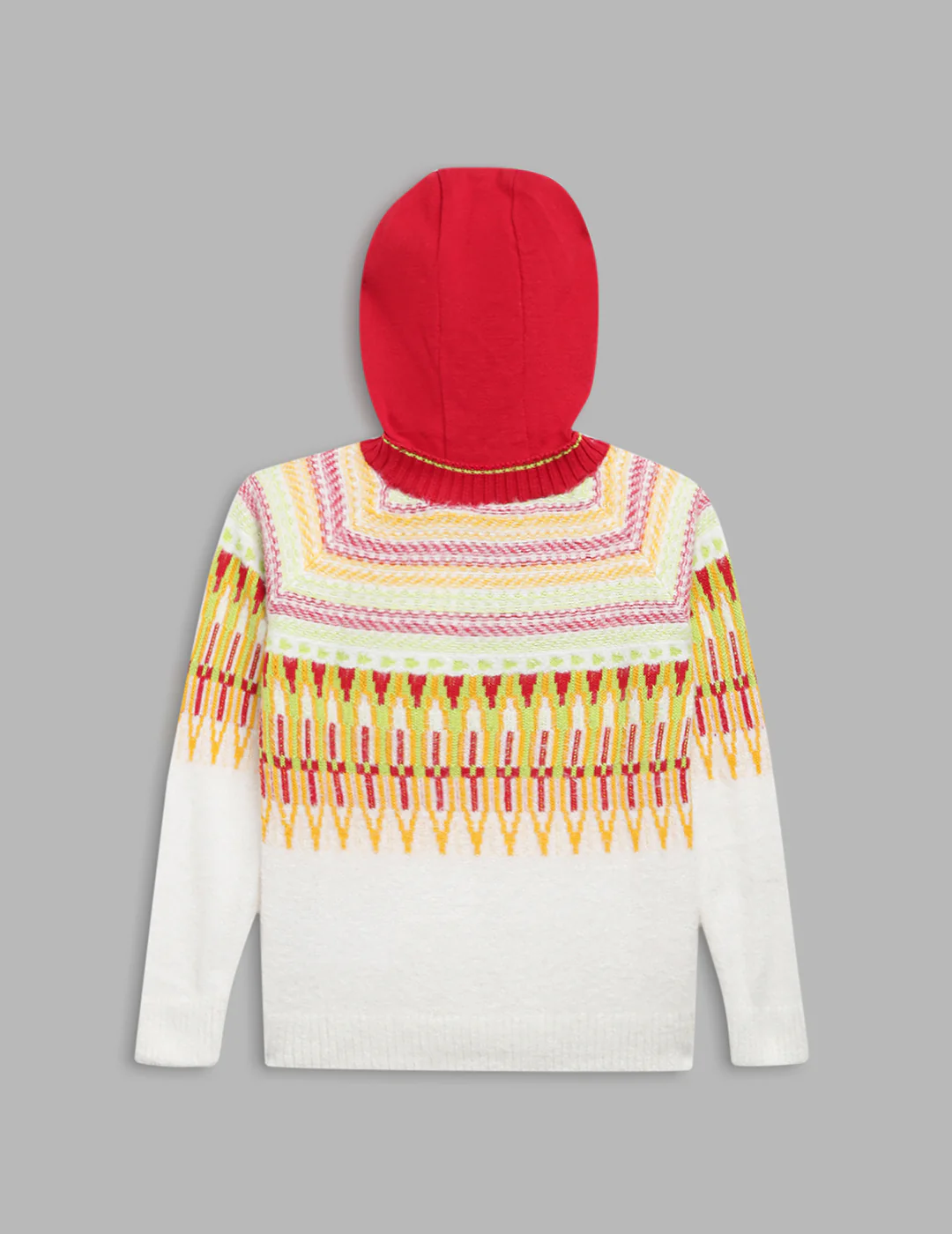 Blue Giraffe Girls Off White Solid Round Neck Sweater - Image 2
