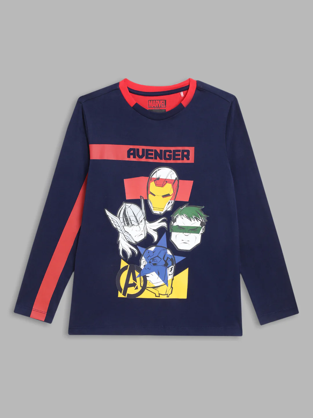 Blue Giraffe Boys Blue Printed Round Neck Full Sleeves Tshirt