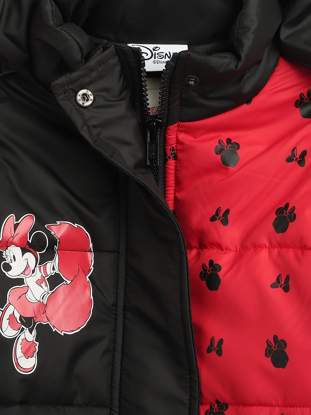 Blue Giraffe Girls Red Color-Blocked Hooded Full Sleeves Puffer Jacket - Image 4