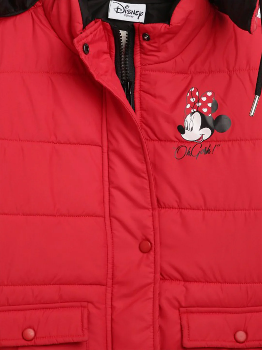 Blue Giraffe Girls Red Printed Hooded Full Sleeves Puffer Jacket - Image 3