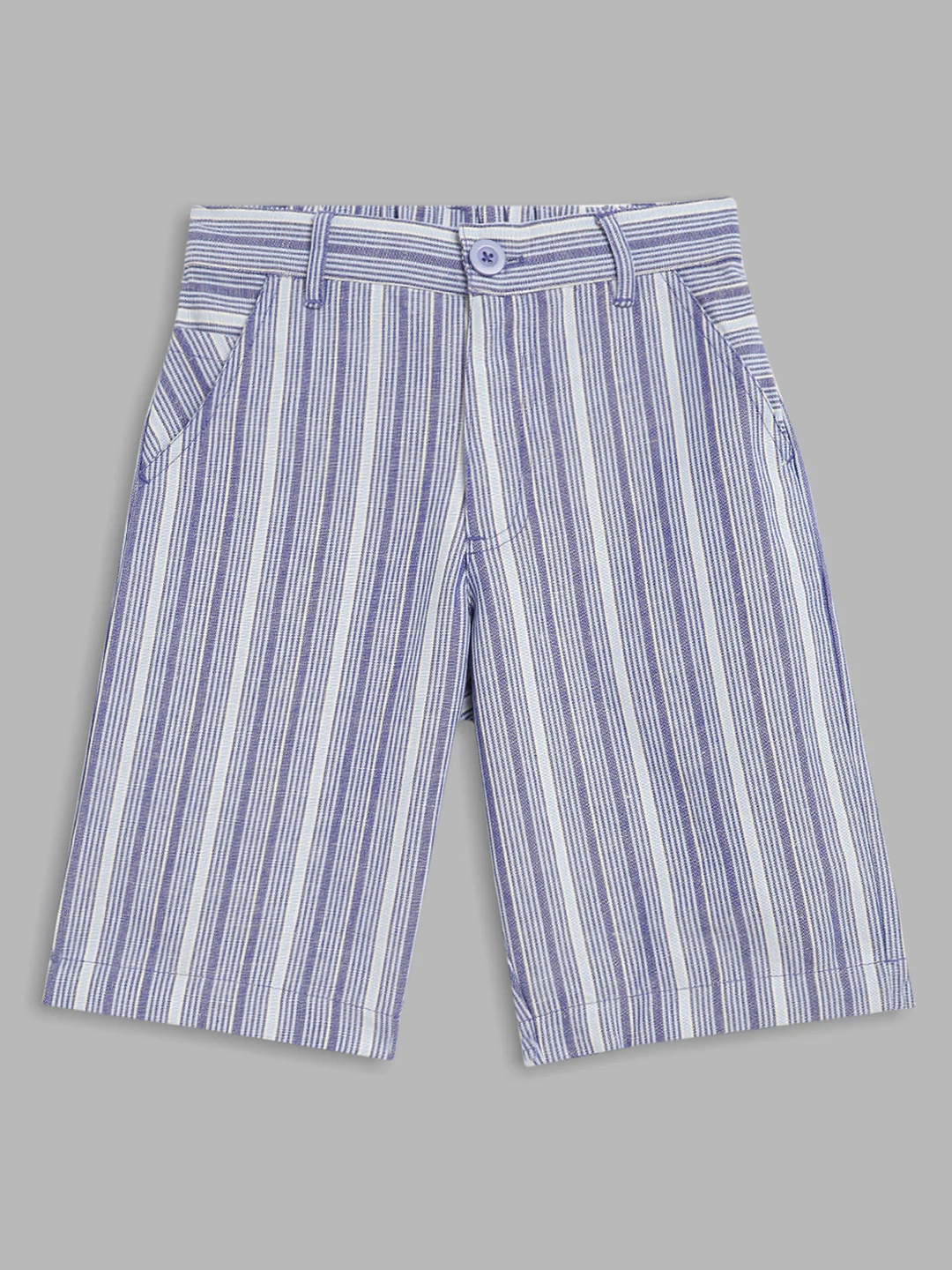 Blue Giraffe Boys Blue Solid Straight Fit Mid-Rise Shorts