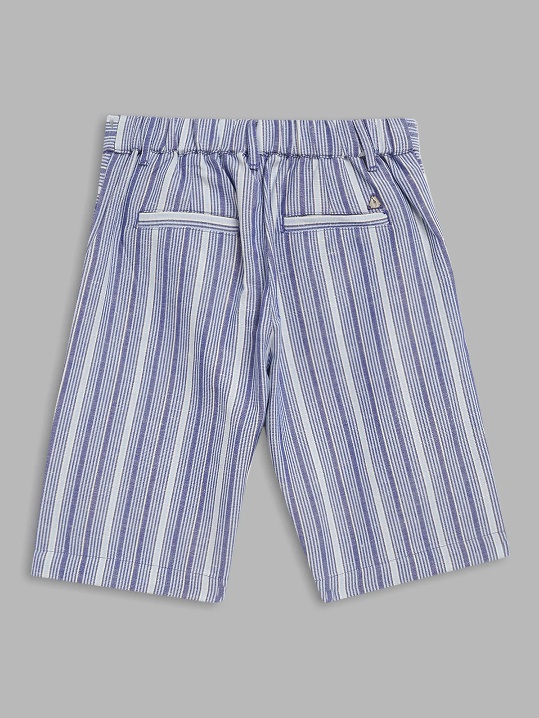 Blue Giraffe Boys Blue Solid Straight Fit Mid-Rise Shorts - Image 2