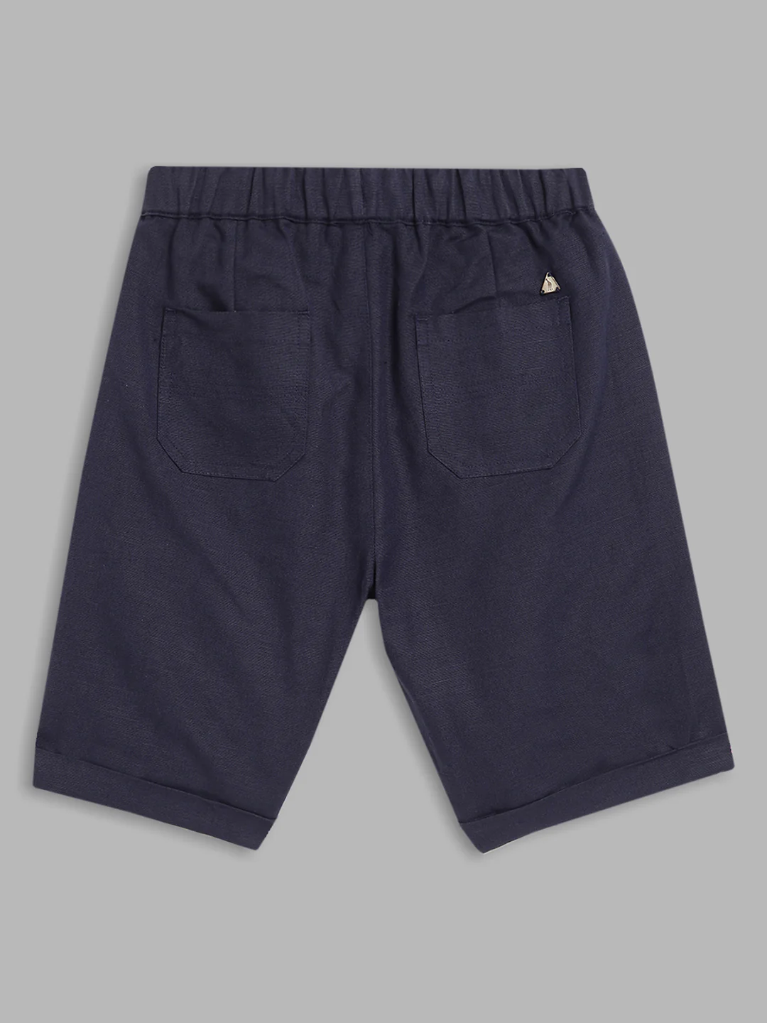 Blue Giraffe Boys Navy Blue Solid Straight Fit Mid-Rise Shorts - Image 2