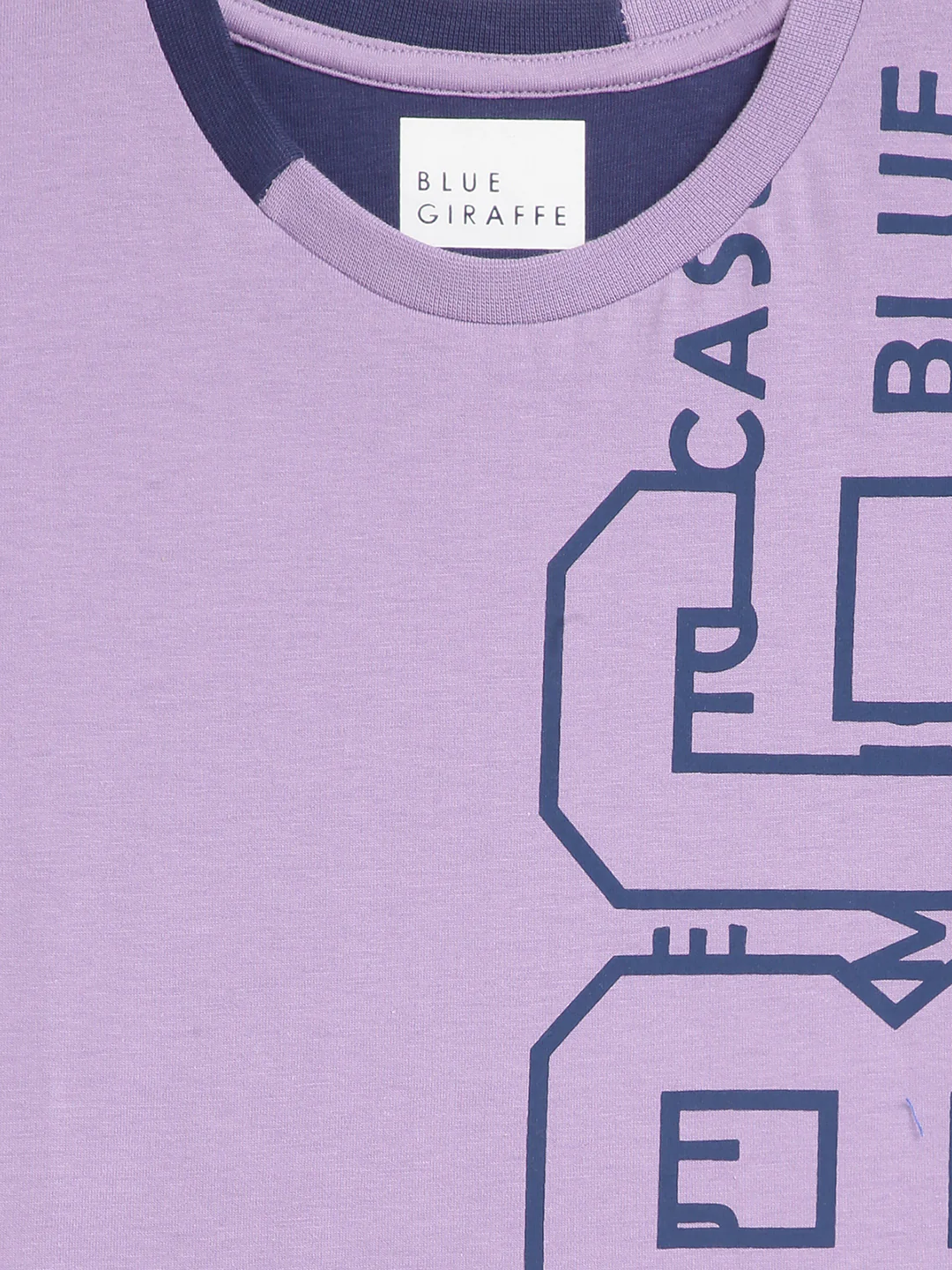 Blue Giraffe Boys Lilac Solid Round Neck TShirt - Image 3