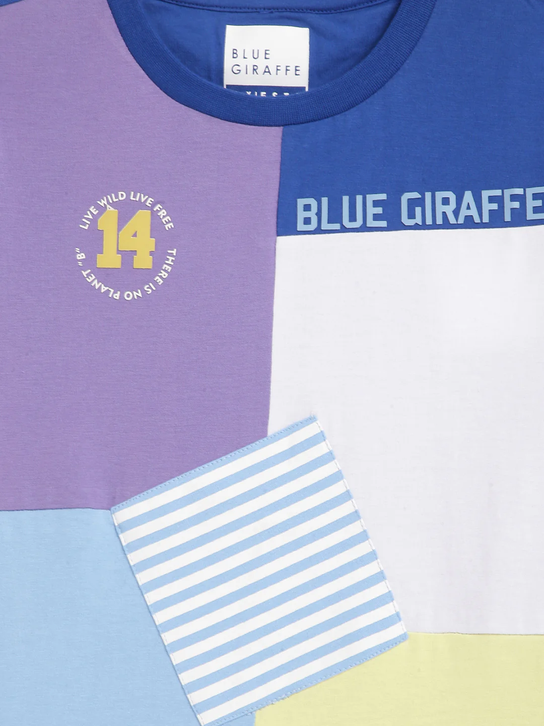 Blue Giraffe Boys Multi Colour blocked Round Neck TShirt - Image 3
