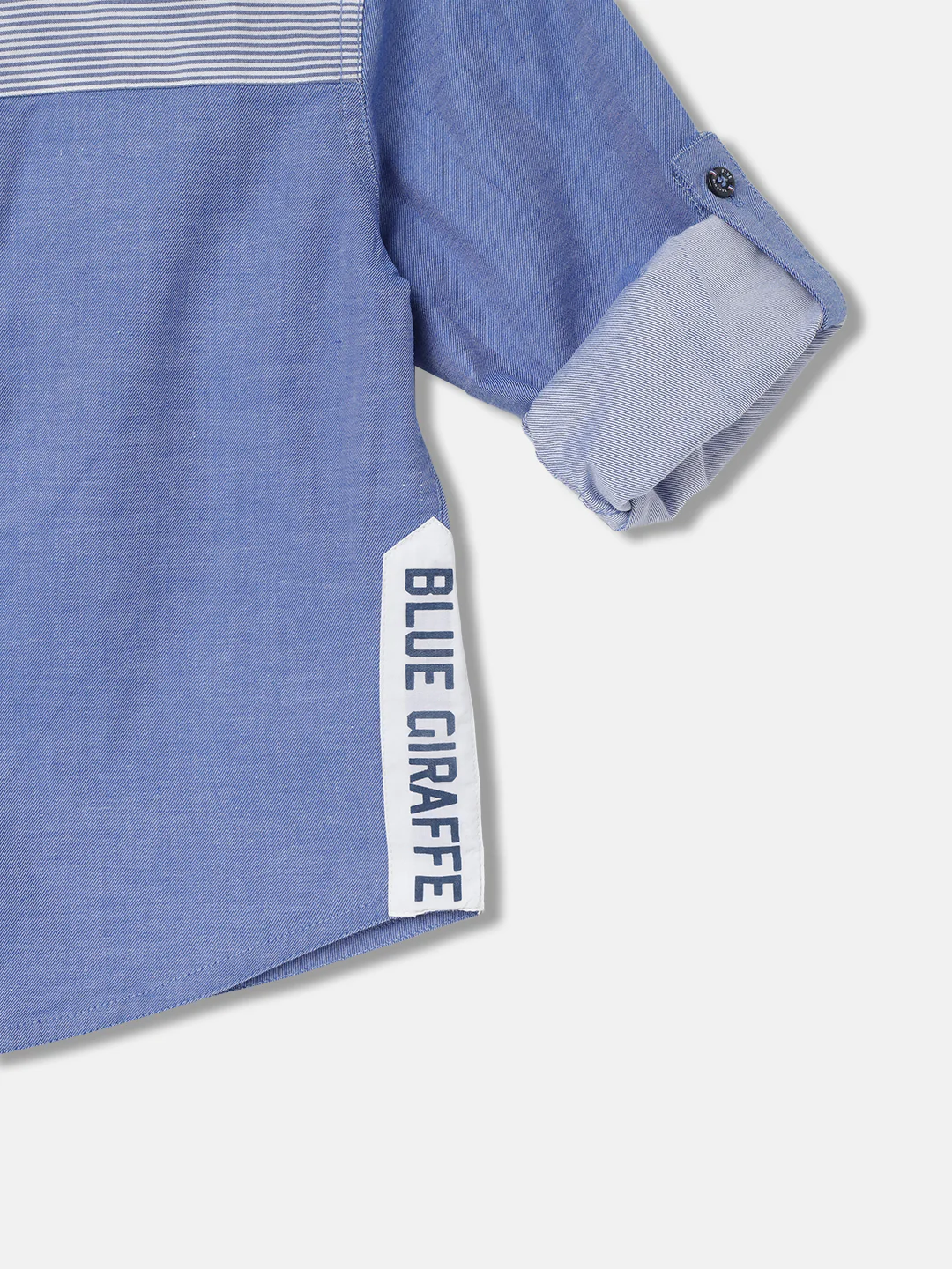 Blue Giraffe Boys Blue Color-Blocked Spread Collar Full Sleeves Shirt - Image 4