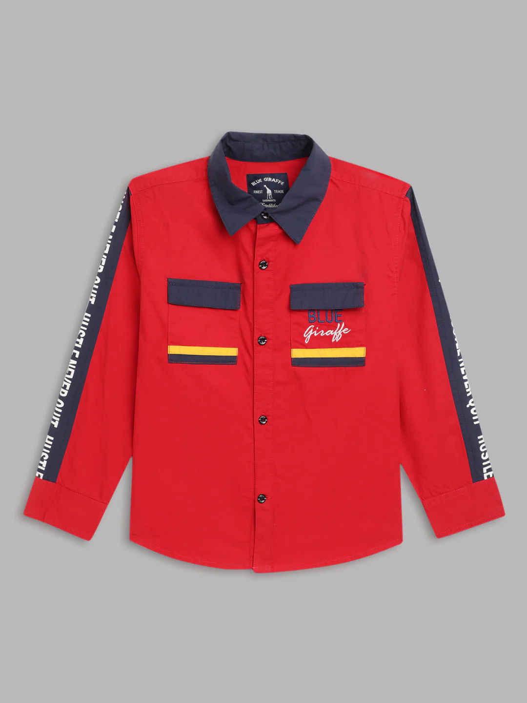 Blue Giraffe Boys Multicolor Solid Spread Collar Full Sleeves Shirt