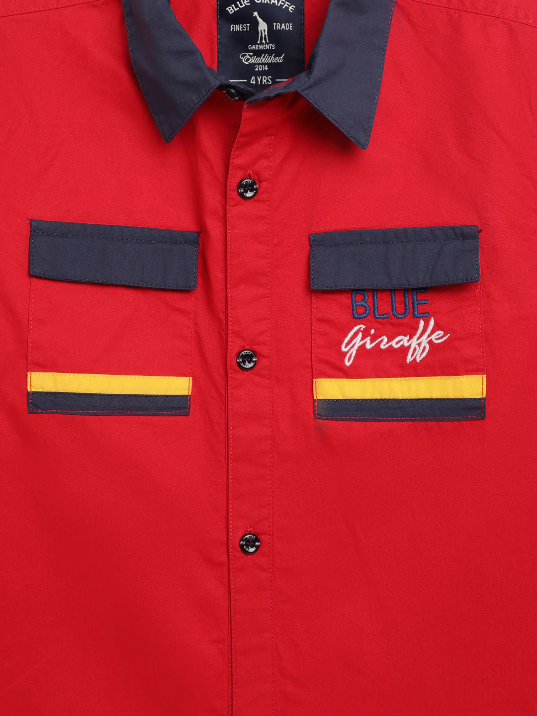Blue Giraffe Boys Multicolor Solid Spread Collar Full Sleeves Shirt - Image 3