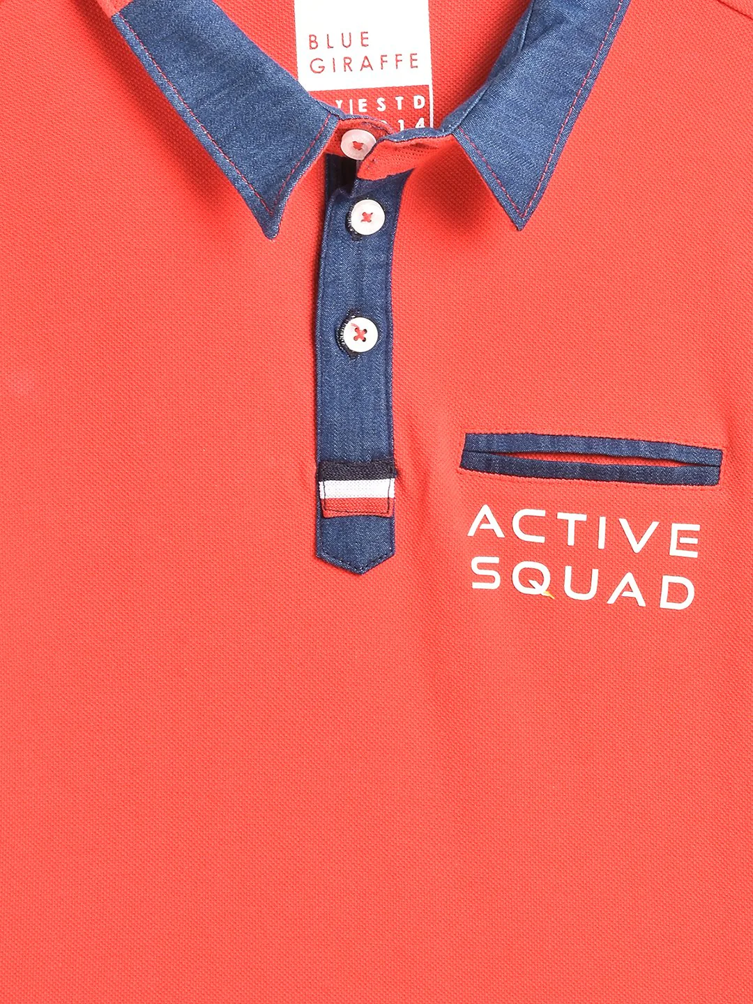 Blue Giraffe Boys Red Solid Polo Collar Short Sleeves Tshirt - Image 3