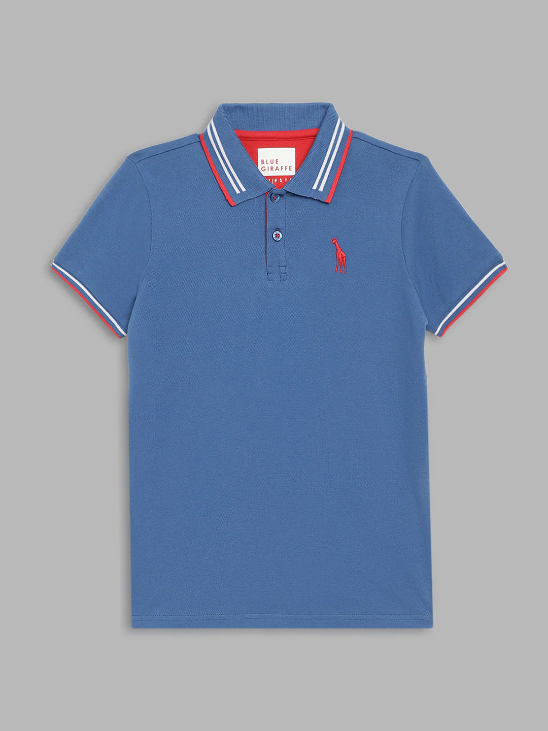 Blue Giraffe Boys Multicolor Solid Polo Collar Short Sleeves Tshirt