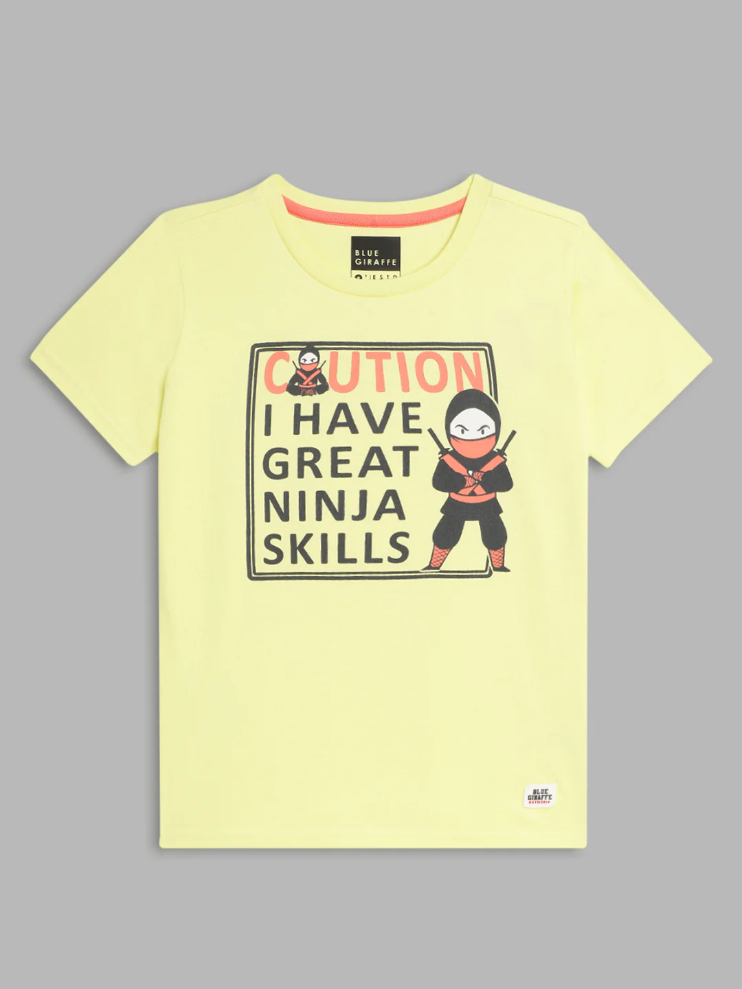 Blue Giraffe Boys Multicolor Printed Round Neck Short Sleeves Tshirt