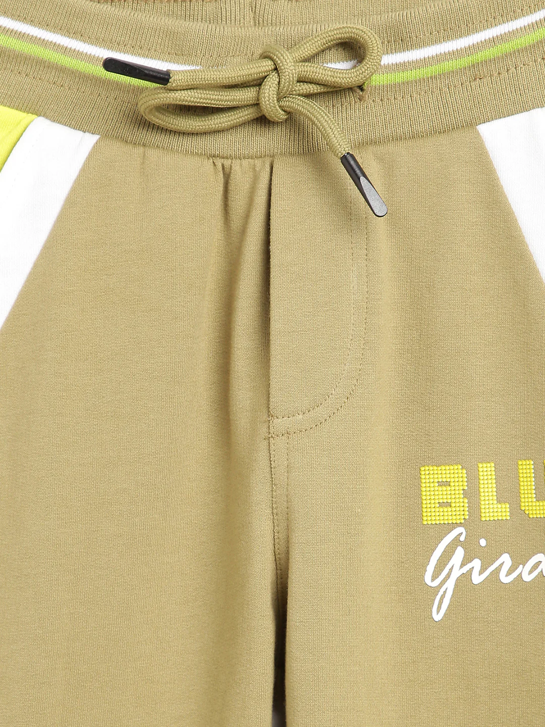 Blue Giraffe Boys Olive Colour Blocked Regular Fit Sweatpant - Image 3