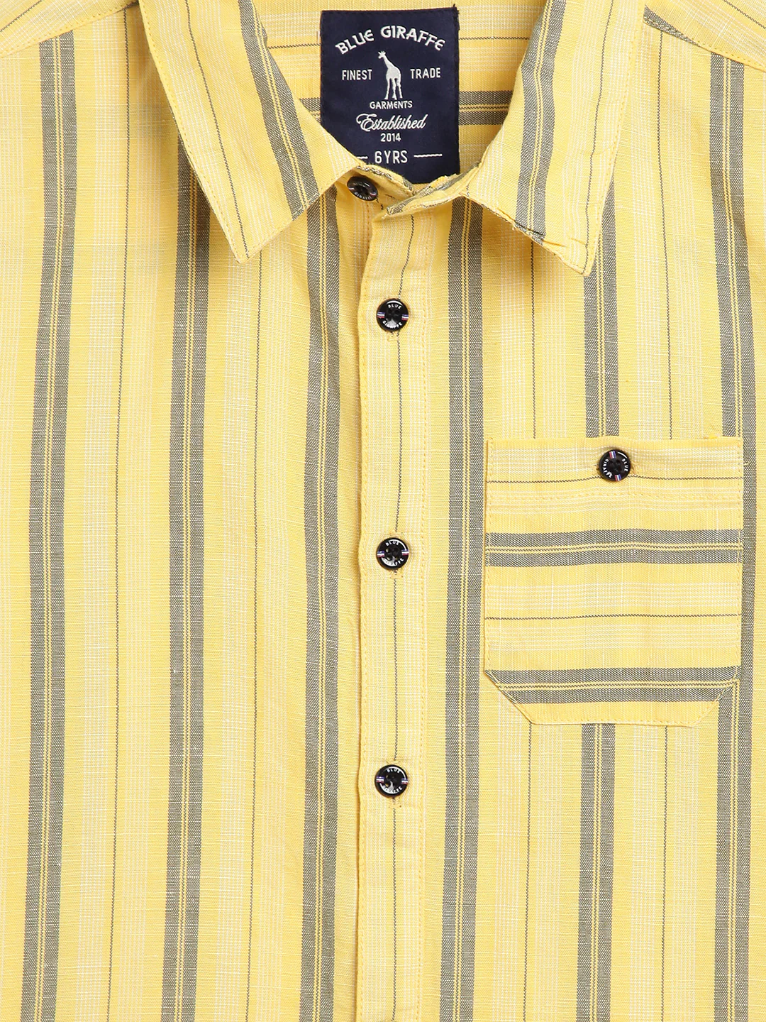 Blue Giraffe Boys Olive Striped Collar Shirt - Image 4