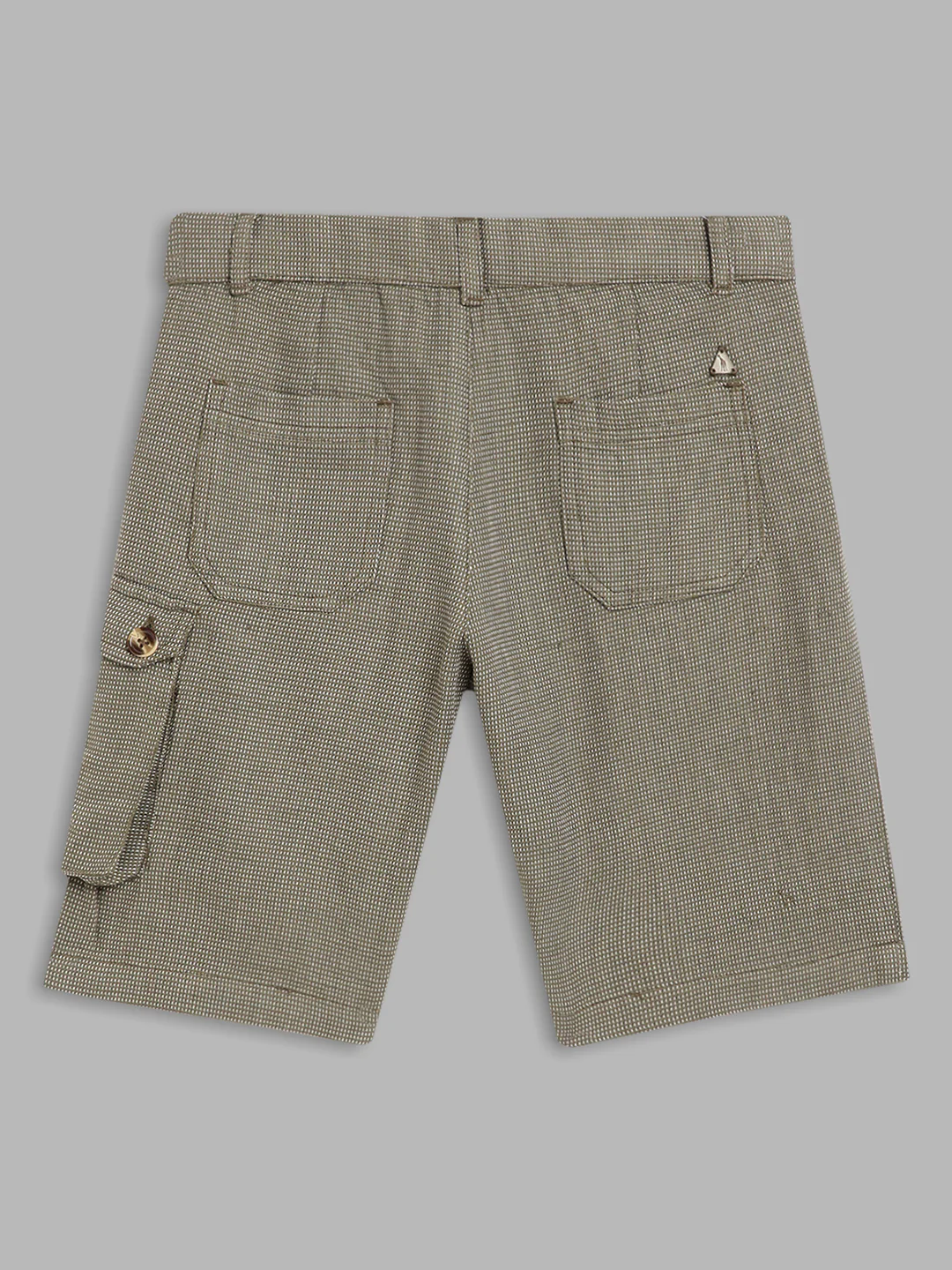 Blue Giraffe Boys Olive Solid Regular Fit Shorts - Image 2