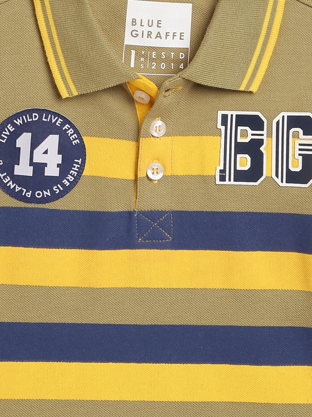 Blue Giraffe Boys Yellow Striped Polo TShirt - Image 3