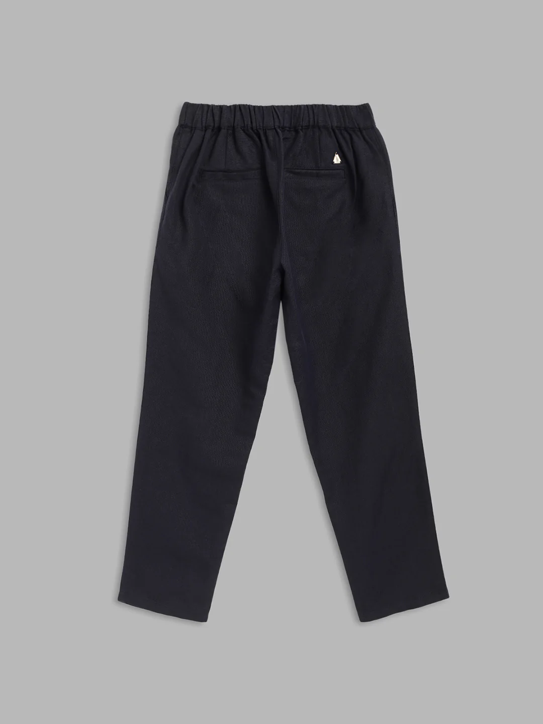 Blue Giraffe Boys Navy Blue Solid Straight Fit Mid-Rise Flat-Front Trouser - Image 2
