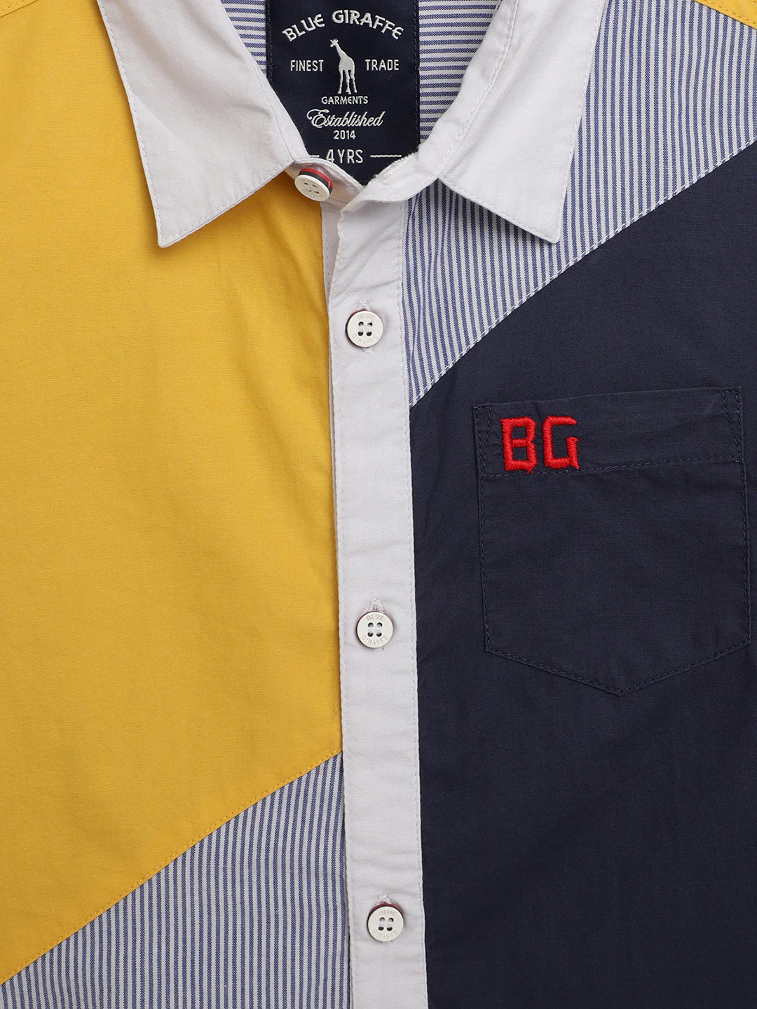 Blue Giraffe Boys Multi Colour blocked Collar Shirt - Image 4