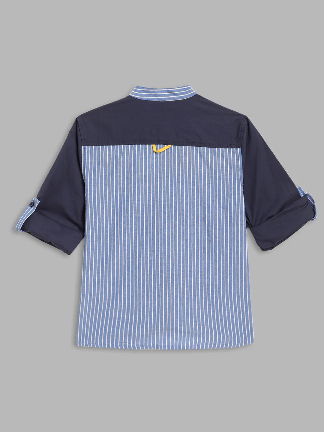 Blue Giraffe Boys Multicolor Striped Band Collar Full Sleeves Shirt - Image 2