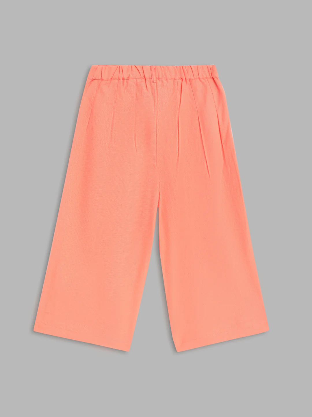 Blue Giraffe Girls Peach Solid Straight Fit Mid-Rise Pleated Trouser - Image 2