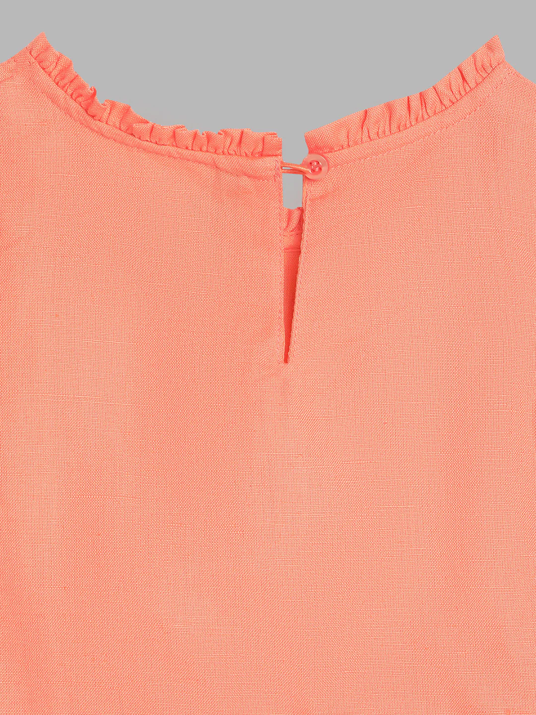 Blue Giraffe Girls Peach Embroidered Round Neck Dress - Image 4