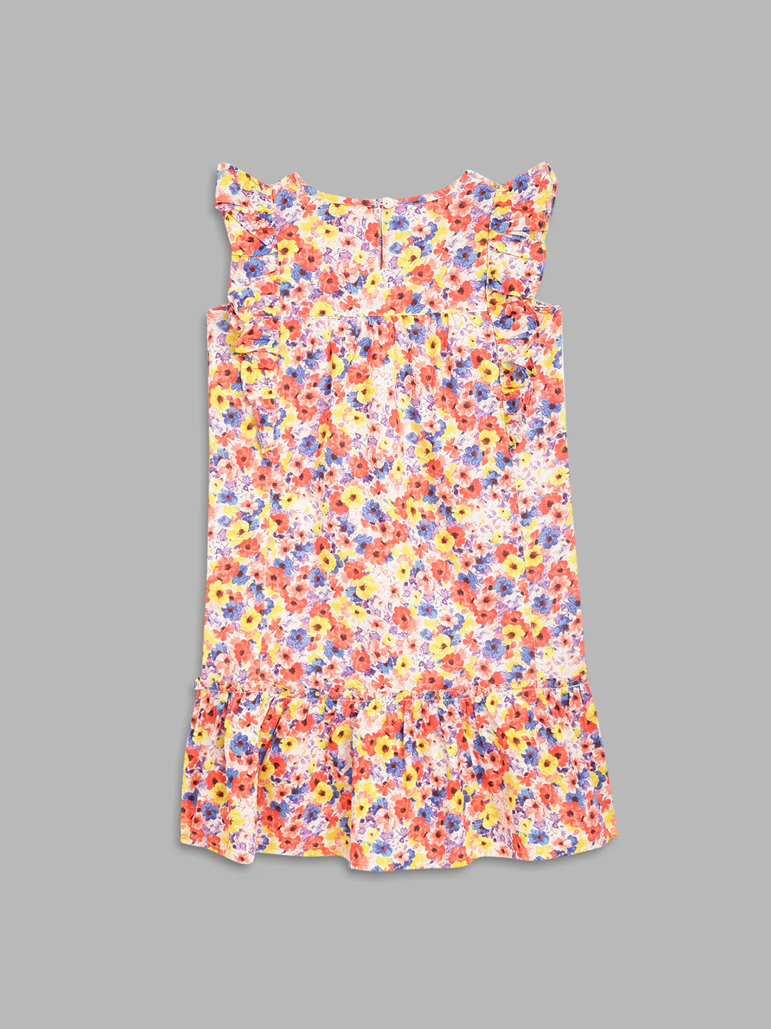 Blue Giraffe Girls Multicolor Printed Round Neck Sleeveless Straight Dress - Image 2