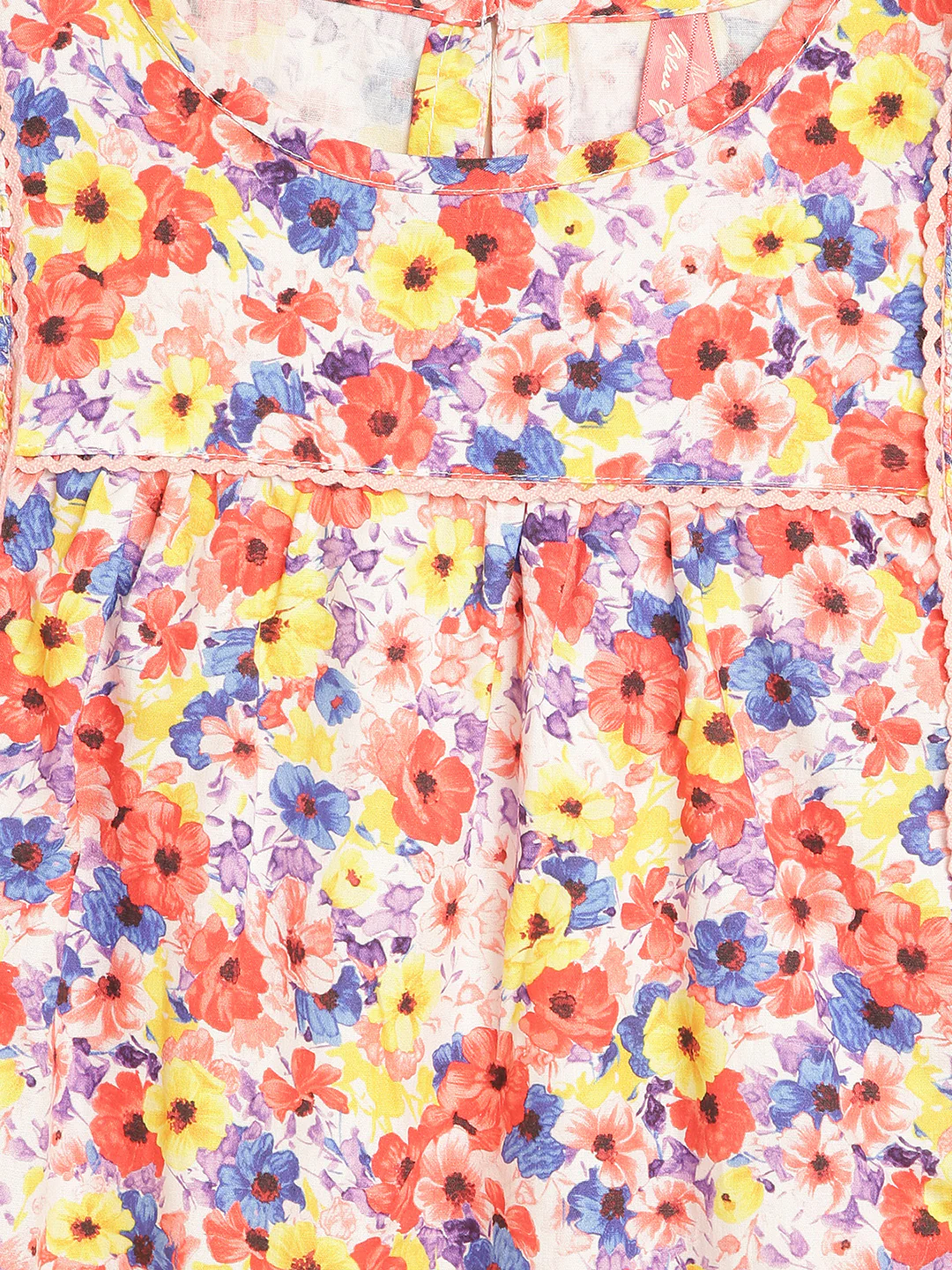 Blue Giraffe Girls Multicolor Printed Round Neck Sleeveless Straight Dress - Image 3
