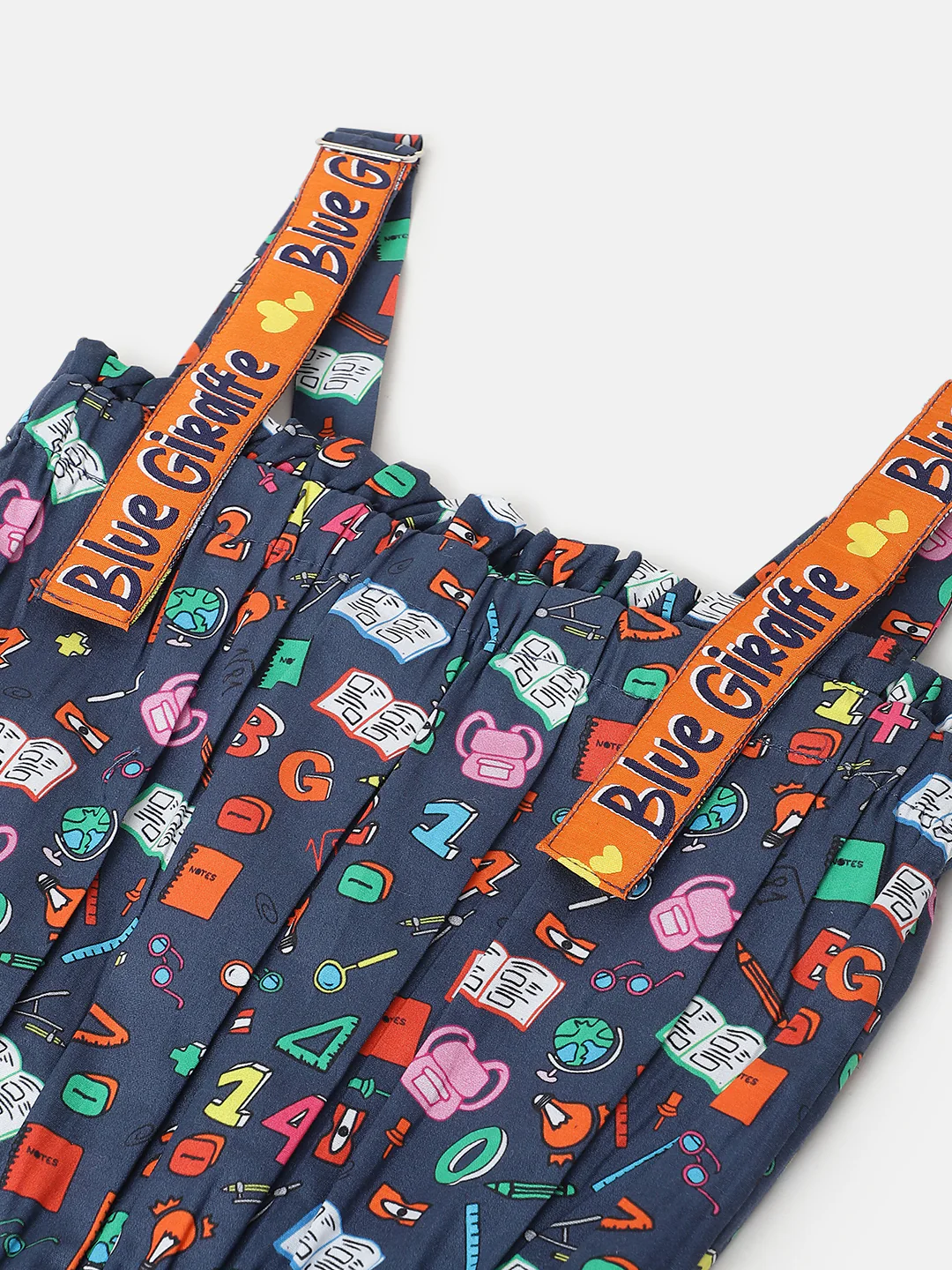 Blue Giraffe Girls Navy Blue Printed Square Neck Playsuit - Image 3