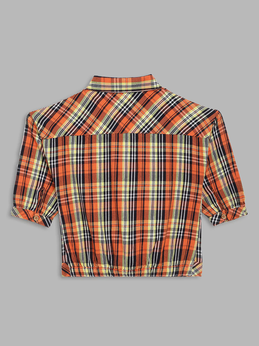 Blue Giraffe Girls Multi Checked Collar Top - Image 2