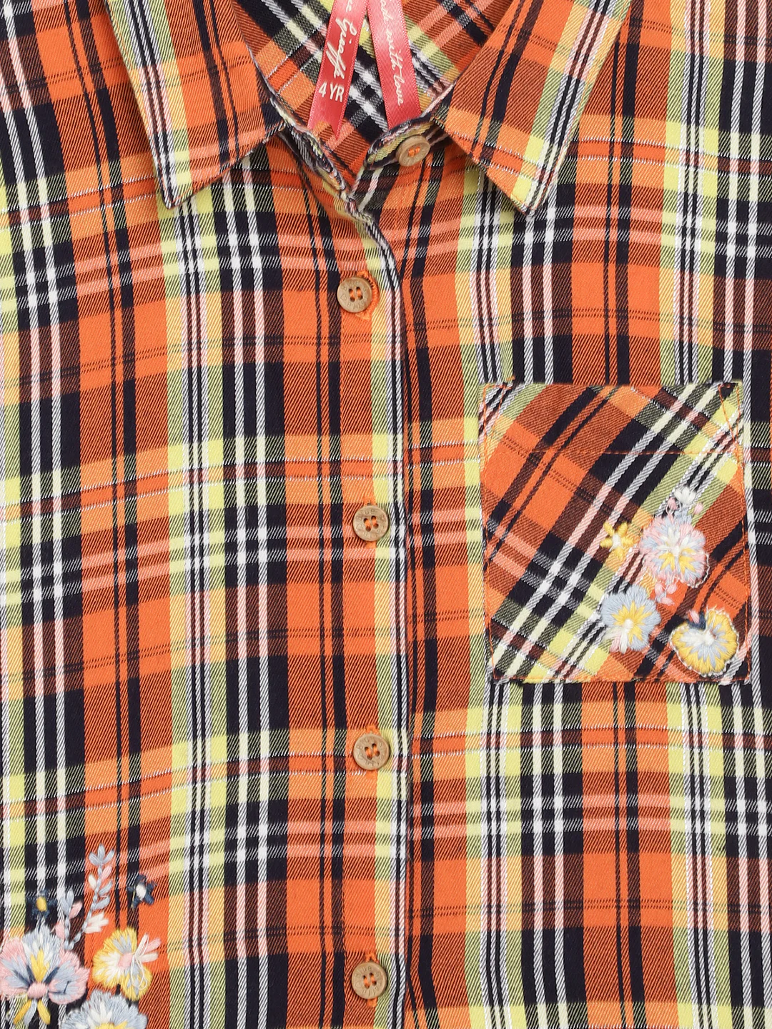Blue Giraffe Girls Multi Checked Collar Top - Image 3