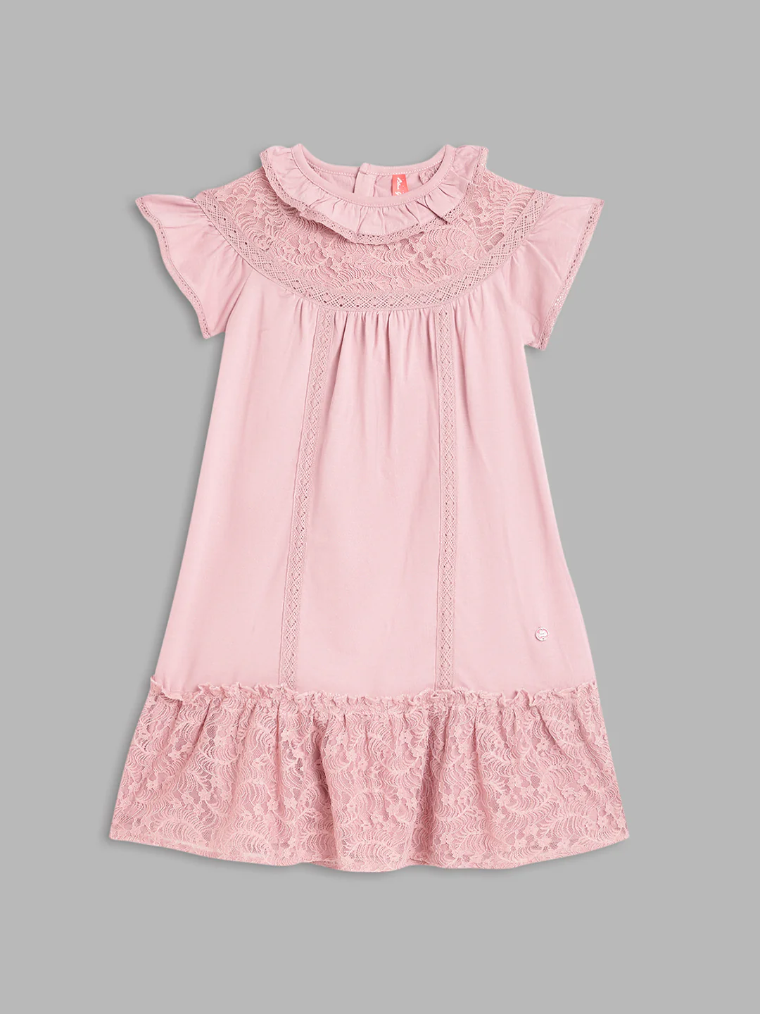 Blue Giraffe Girls Pink Solid Round Neck Dress - Image 2