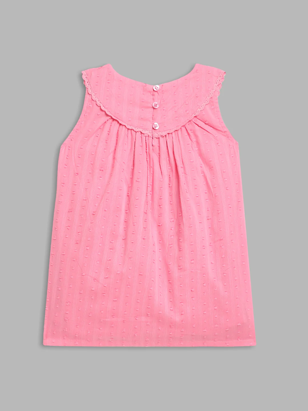 Blue Giraffe Girls Pink Embroidered Square Neck Sleeveless A-line Dress - Image 2