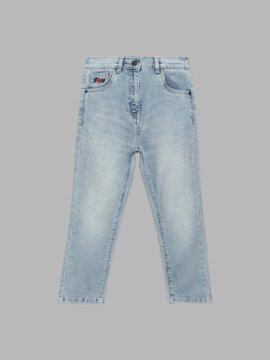 Blue Giraffe Girls Blue Solid Regular Fit Jeans