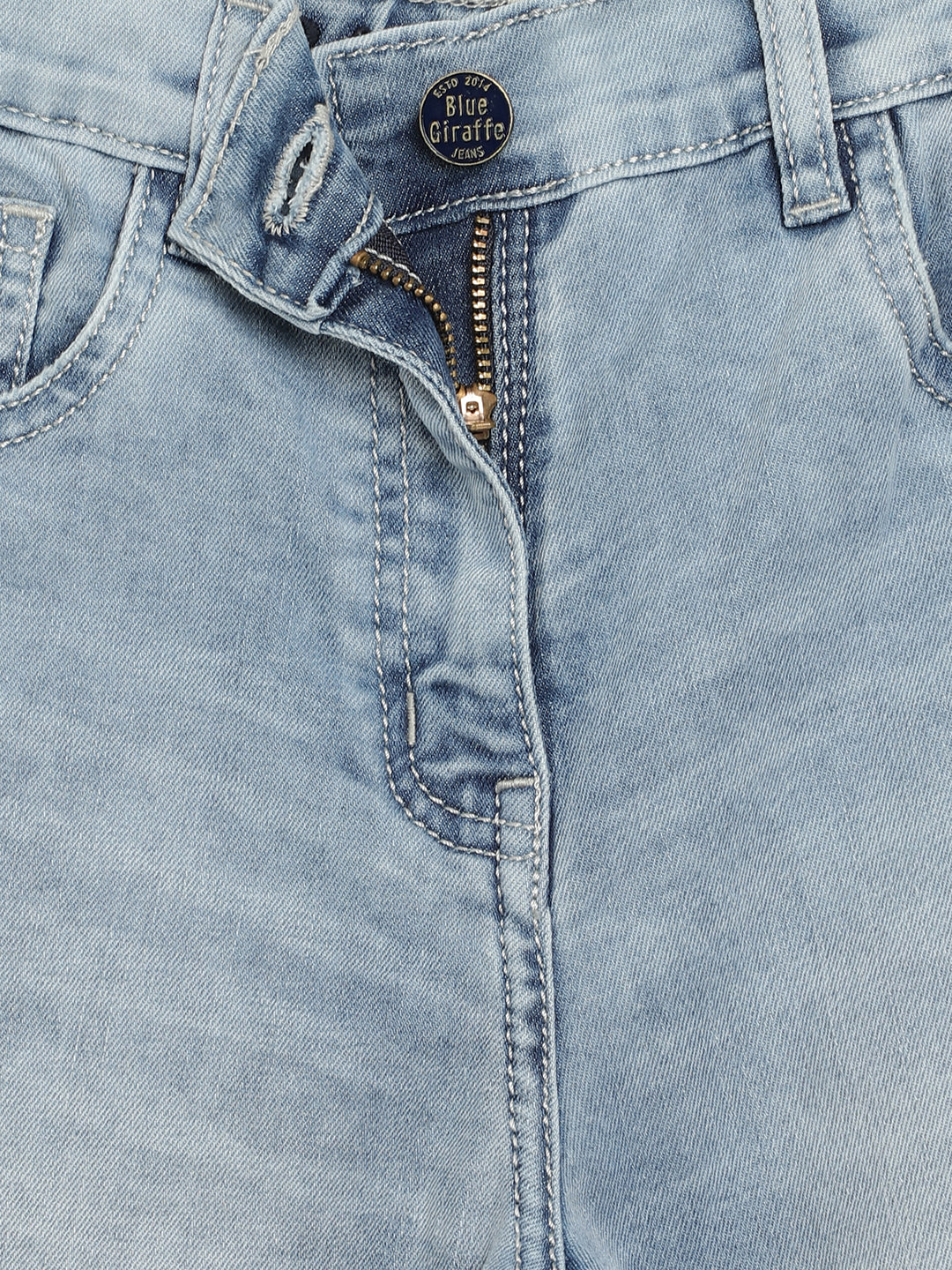 Blue Giraffe Girls Blue Solid Regular Fit Jeans - Image 3