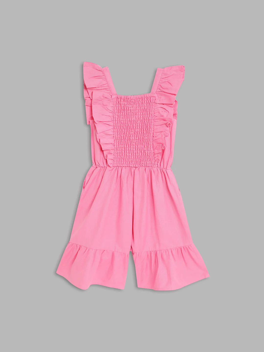 Blue Giraffe Girls Pink Embroidered Square Neck Playsuit - Image 2