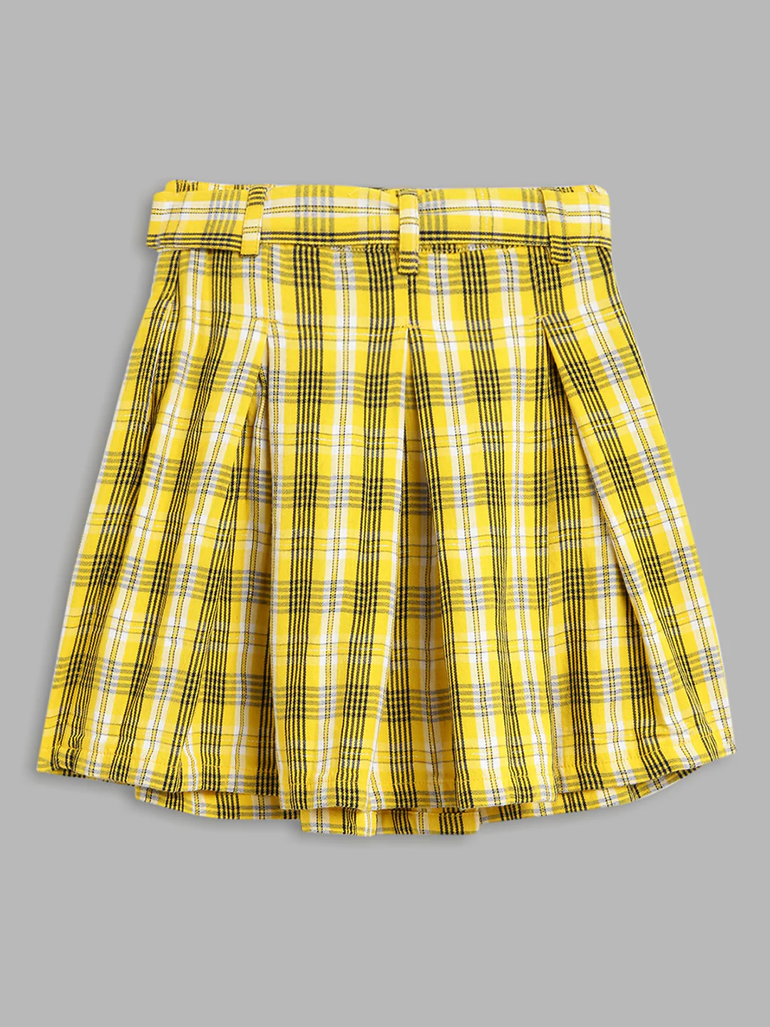 Blue Giraffe Girls Yellow Checked Flared Skirt - Image 2