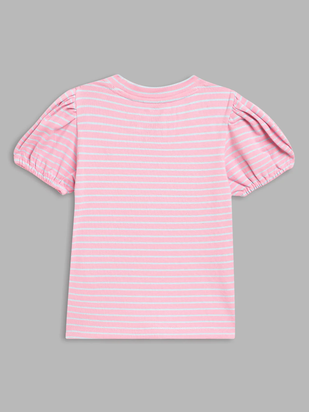 Blue Giraffe Girls Pink Printed Round Neck TShirt - Image 2