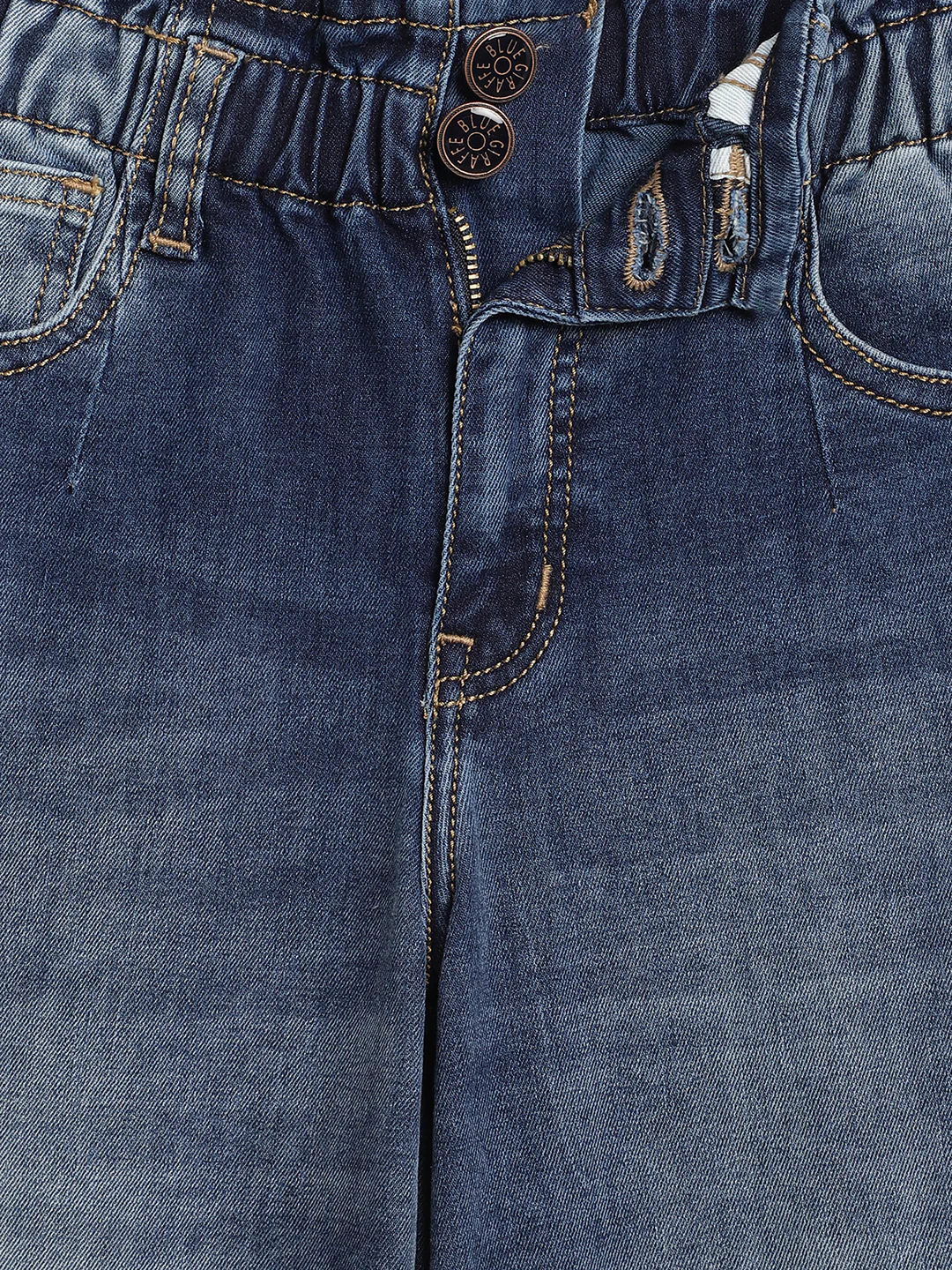 Blue Giraffe Girls Blue Solid Flared Jeans - Image 3