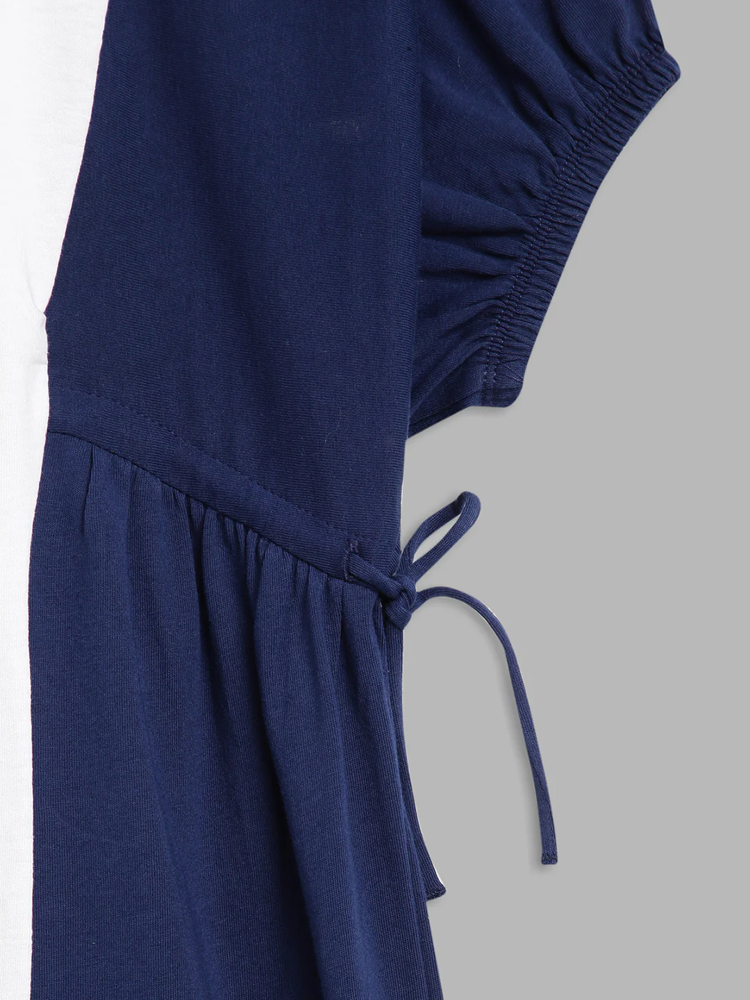 Blue Giraffe Girls Navy Blue Colour Blocked Round Neck Dress - Image 4