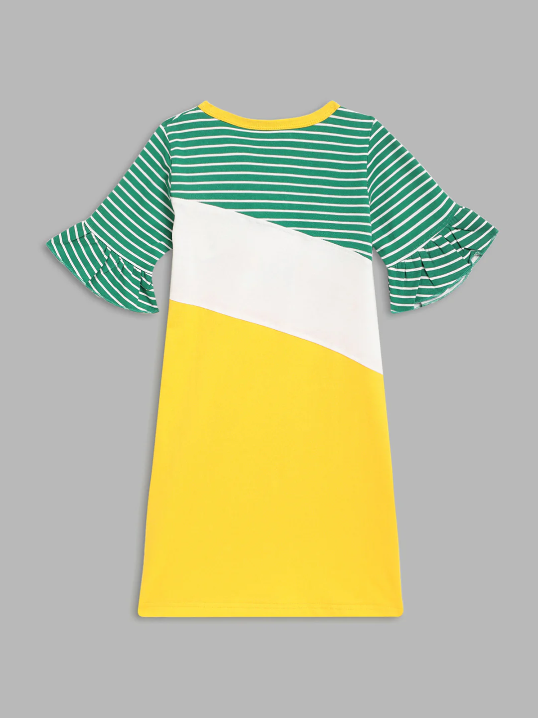 Blue Giraffe Girls Green Striped Round Neck Dress - Image 2