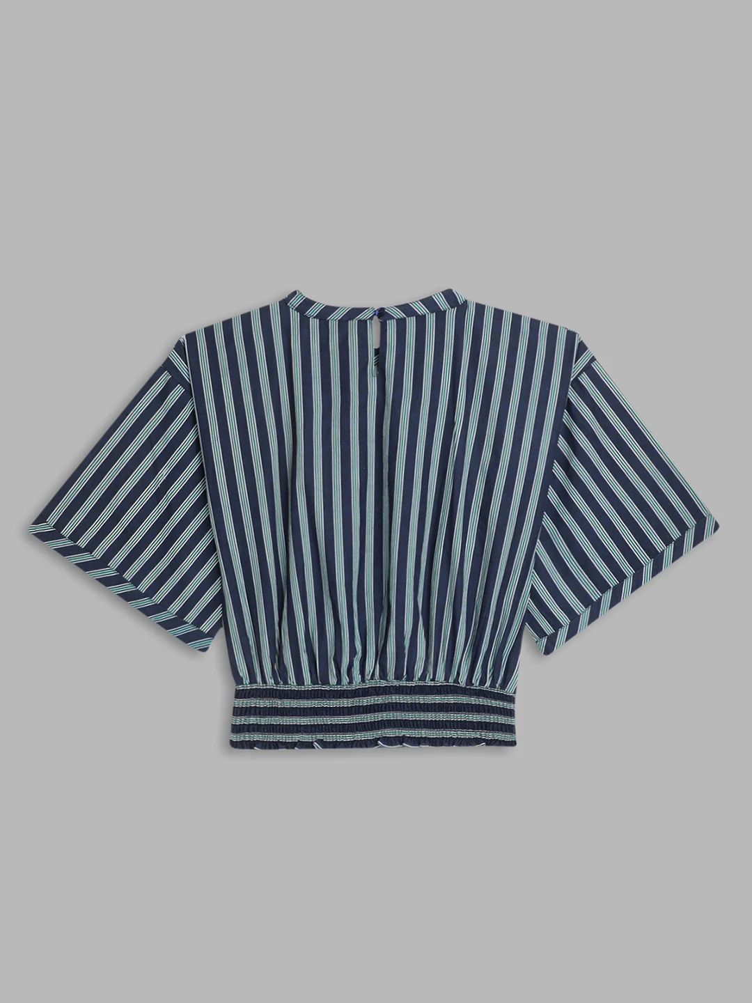 Blue Giraffe Girls Blue Striped Round Neck Short Sleeves Top - Image 2