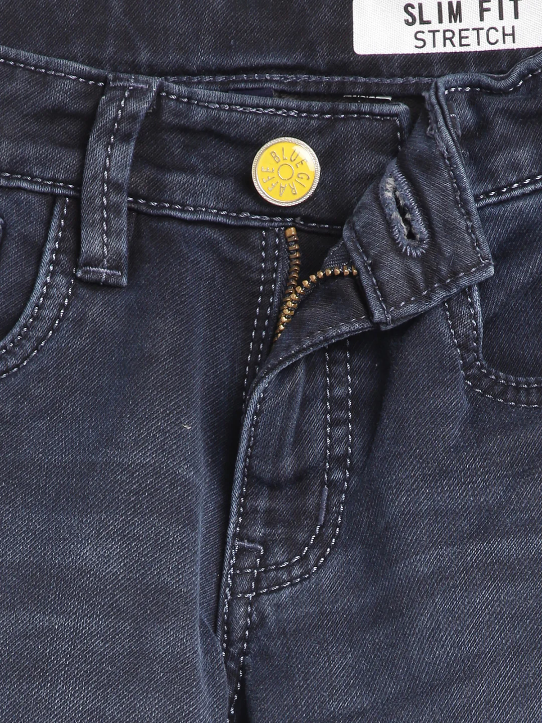Blue Giraffe Boys Indigo Solid Regular Fit Jeans - Image 3