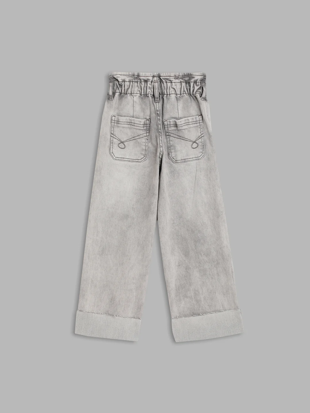 Blue Giraffe Girls Grey Solid Flared Jeans - Image 2