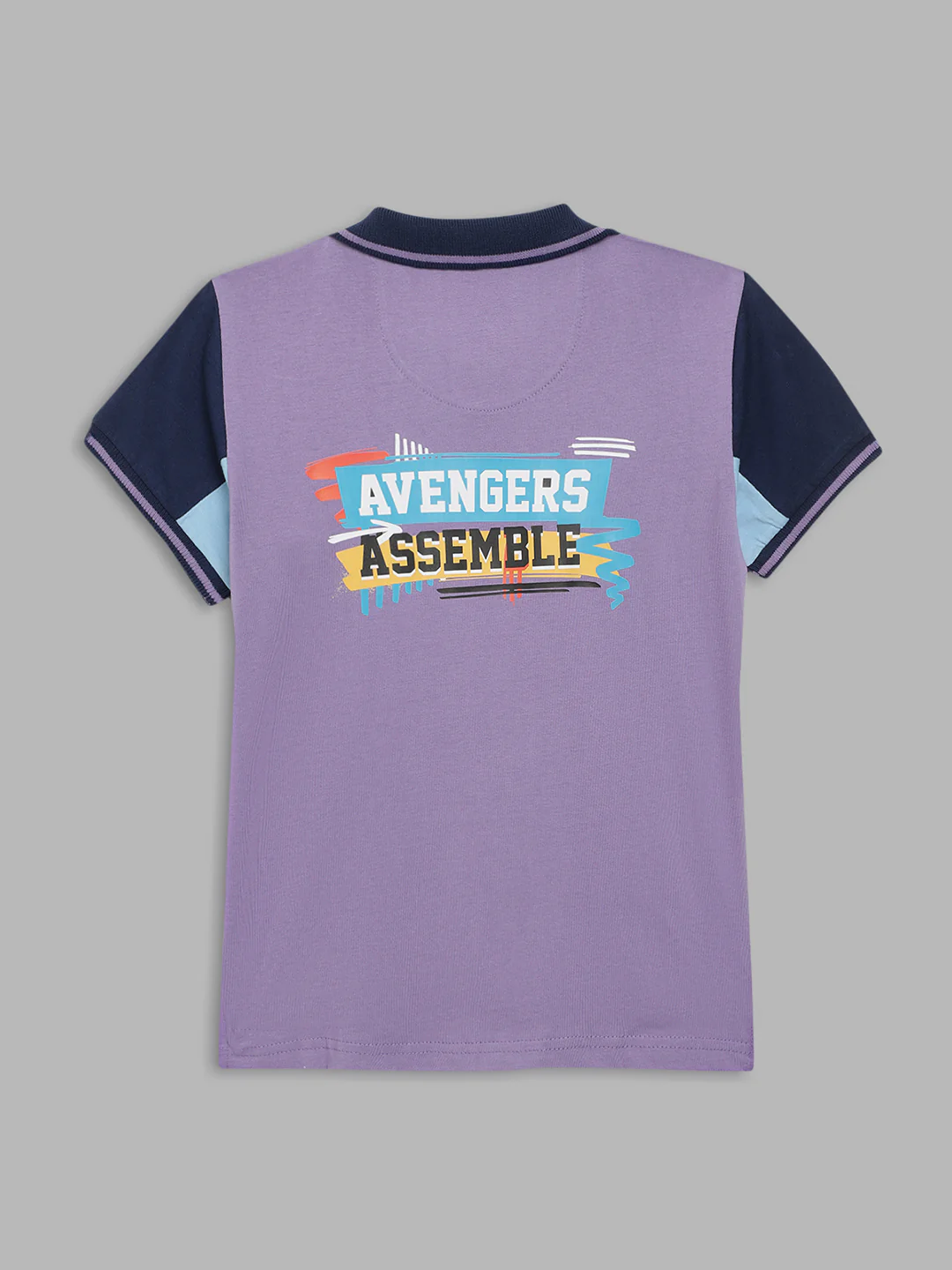 Blue Giraffe Boys Purple Printed Polo Collar Short Sleeves Tshirt - Image 2