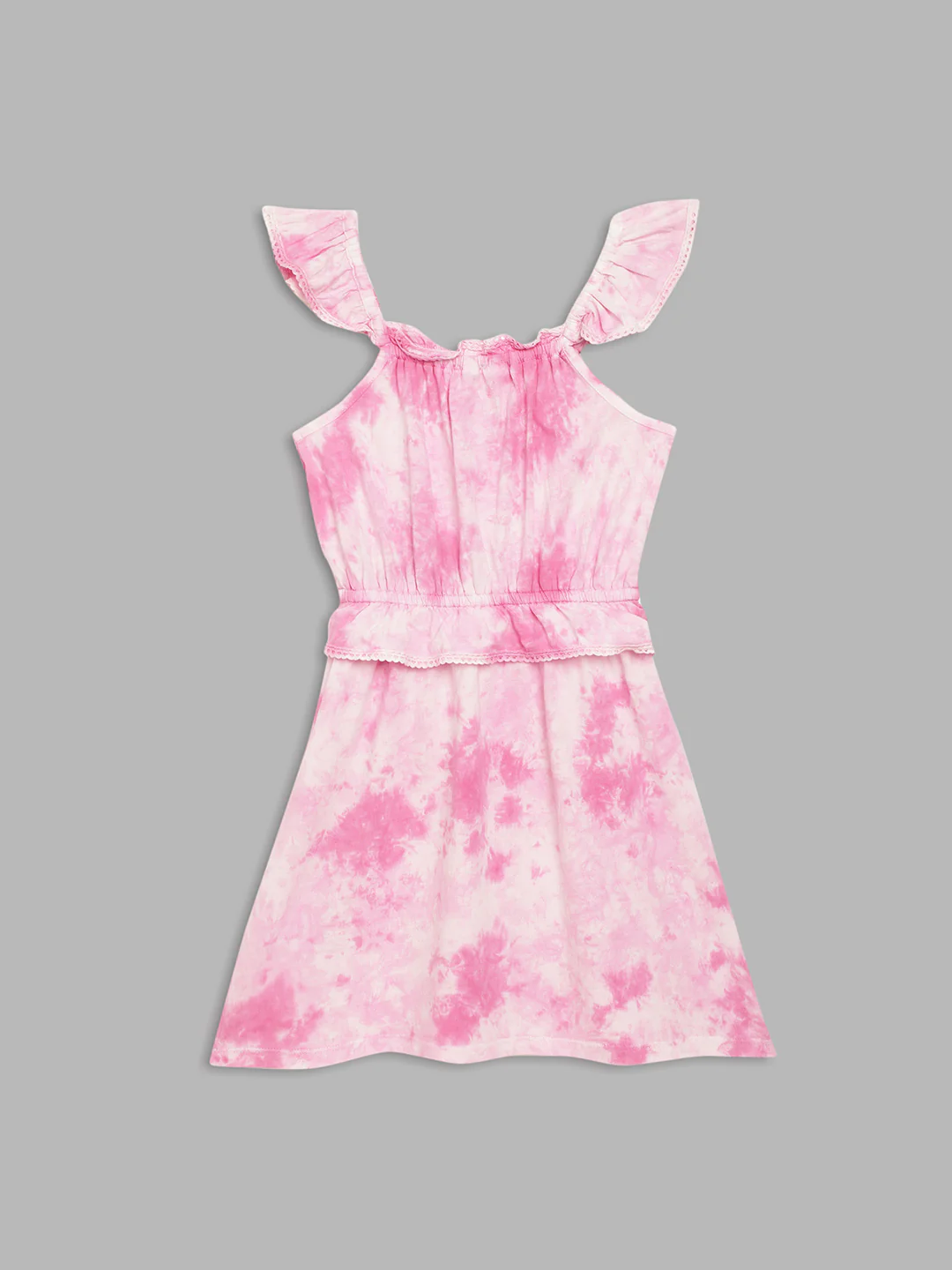 Blue Giraffe Girls Pink Solid Square Neck Dress - Image 2